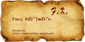 Fecz Kálmán névjegykártya